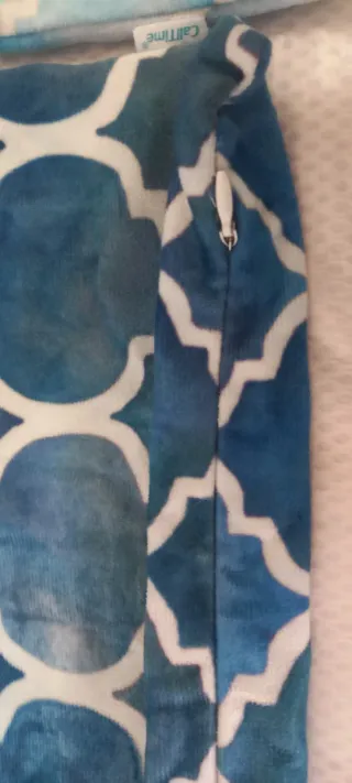 Fondello cuscino velluto turchese e bianco 50x50