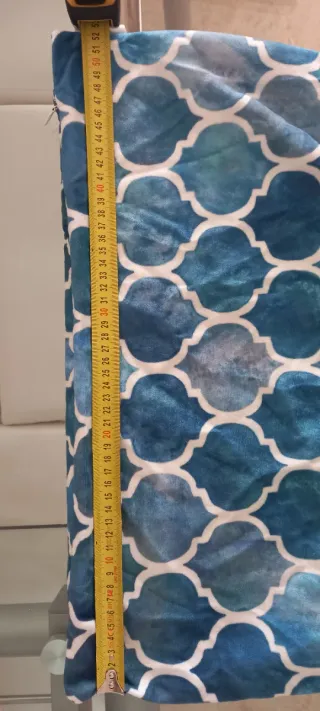 Fondello cuscino velluto turchese e bianco 50x50