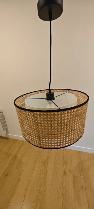 Lámpara colgante estilo mimbre 40 Cm diametro
