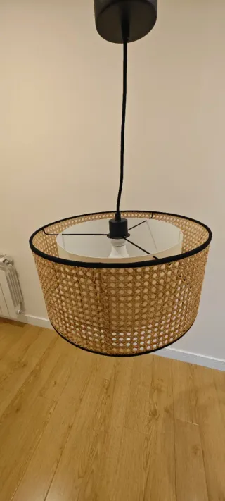 Lámpara colgante estilo mimbre 40 Cm diametro