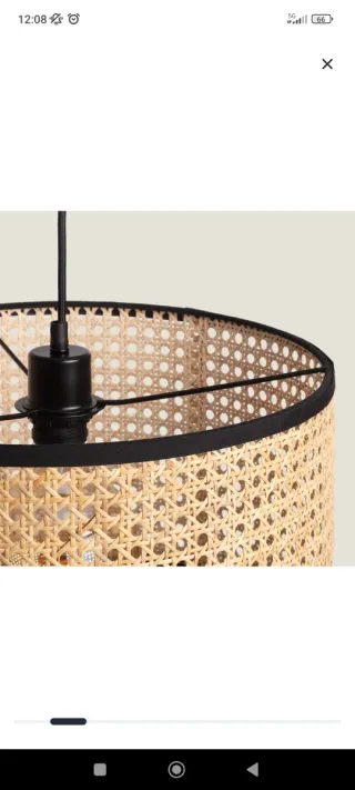 Lámpara colgante estilo mimbre 40 Cm diametro