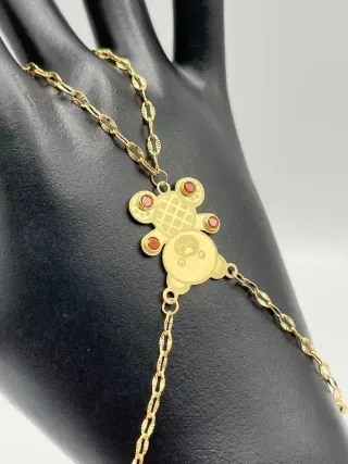 PULSERA MANITA OSO PIEDRA NARANJA. Oro 18k.