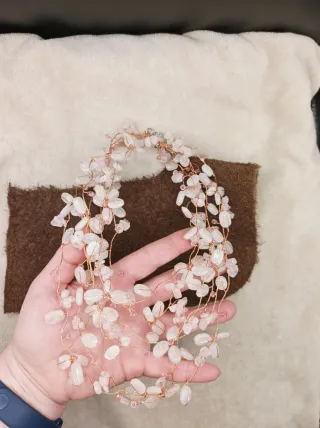 Collar babero cuarzo rosa natural