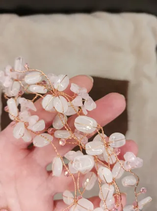 Collar babero cuarzo rosa natural