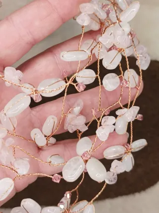 Collar babero cuarzo rosa natural