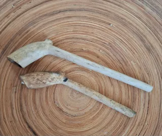 2 Piezas Antiguas de Arcilla Decorativas Siglo XIX