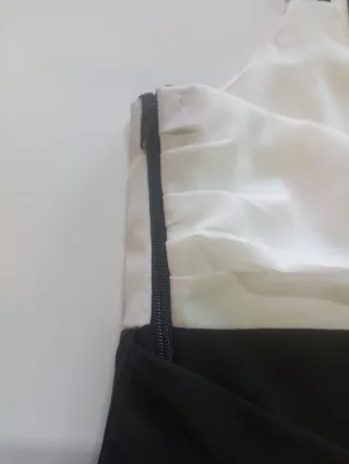 Vestido gasa negro y blanco con lazo