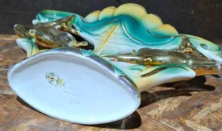 Vaso ceramica vintage daini o cerbiatti dorati