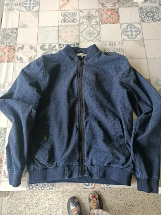 Chaqueta Bomber Azul Cremallera
