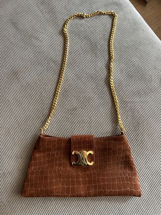 Bolso Celine ante cocodrilo dorado