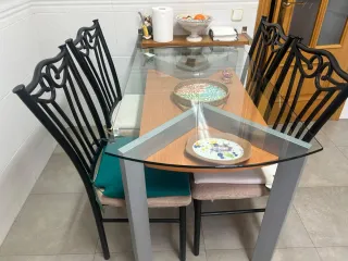 Mesa de cocina cristal y sillas