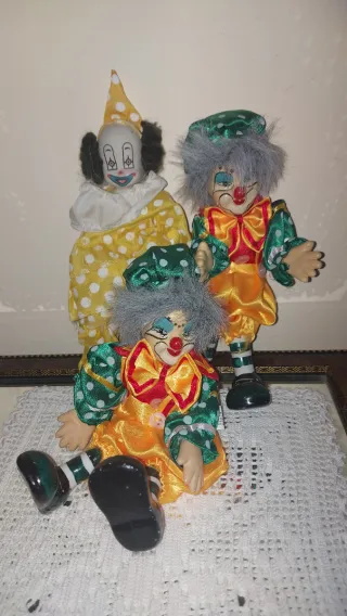 Set 3 Clown Bambole Bambola Vintage
