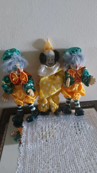 Set 3 Clown Bambole Bambola Vintage