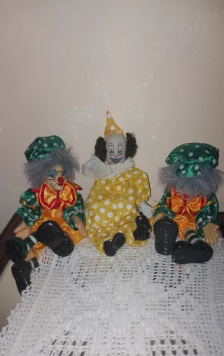 Set 3 Clown Bambole Bambola Vintage