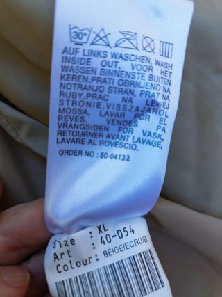Chaqueta acolchada beige mujer XL