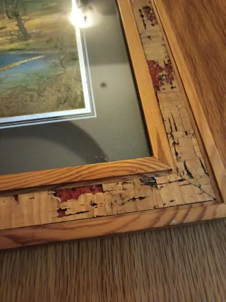 2 quadri con cornice in sughero e legno