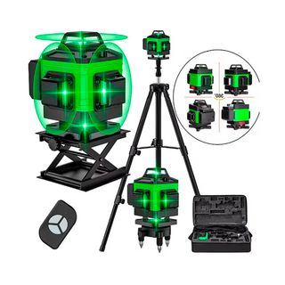 ESTUCHE NIVEL LASER VERDE 360° 16 LINEAS 2 BATERÍA