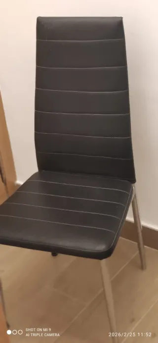 Juego 4 Sillas Cocina Piel Sintética Negra