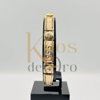 PULSERA TIPO CARTIER MEDUSA Y GRECA. Oro 18K.