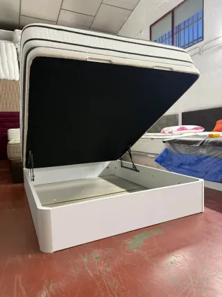 150x200 CANAPE MADERA BLANCA TAPA3D y COLCHÓN