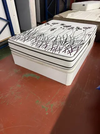 150x200 CANAPE MADERA BLANCA TAPA3D y COLCHÓN