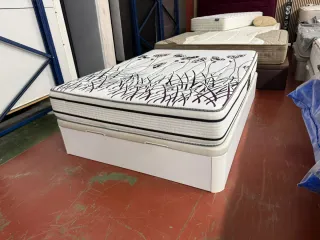 150x200 CANAPE MADERA BLANCA TAPA3D y COLCHÓN