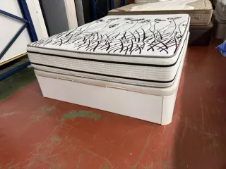 150x200 CANAPE MADERA BLANCA TAPA3D y COLCHÓN