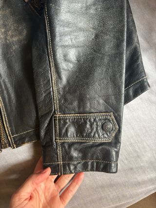 Chaqueta Cuero Zara Hombre Negra