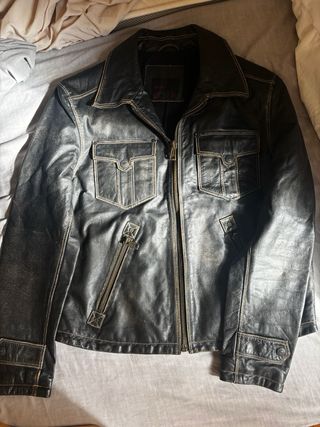 Chaqueta Cuero Zara Hombre Negra