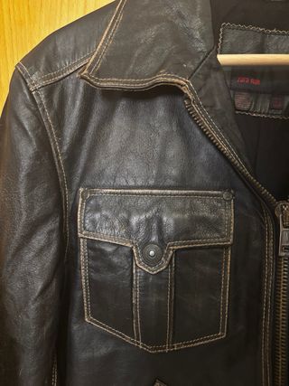 Chaqueta Cuero Zara Hombre Negra