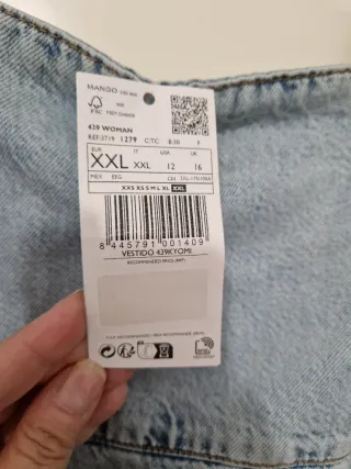 Vestido vaquero Mango Talla XXL Nuevo con etiqueta