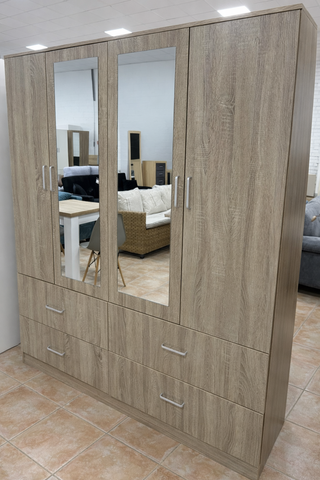 armario ropero de 4 puertas + espejos + cajones