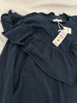 Jersey Lurex Azul Marino Volante