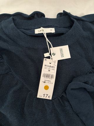 Jersey Lurex Azul Marino Volante