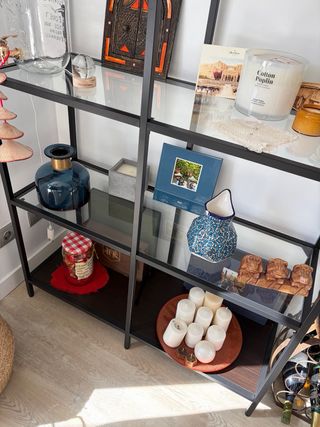 Estantería Metal Negro y Cristal