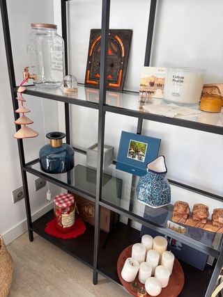 Estantería Metal Negro y Cristal