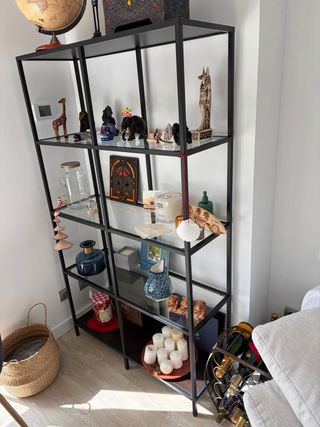 Estantería Metal Negro y Cristal