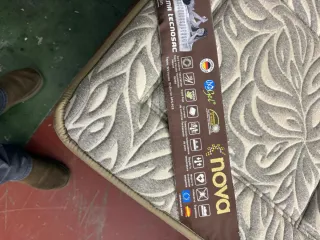 150x200 CANAPE TAPIZADO POLIPIEL WENGUE y COLCHÓN