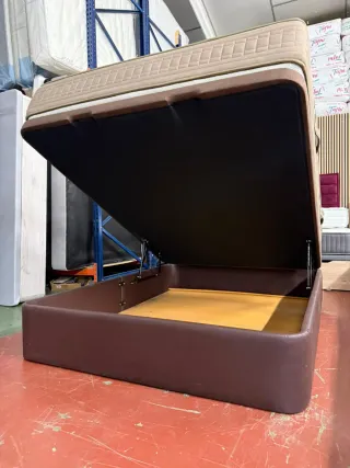 150x200 CANAPE TAPIZADO POLIPIEL WENGUE y COLCHÓN