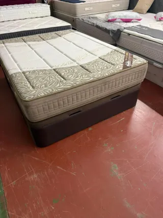 150x200 CANAPE TAPIZADO POLIPIEL WENGUE y COLCHÓN