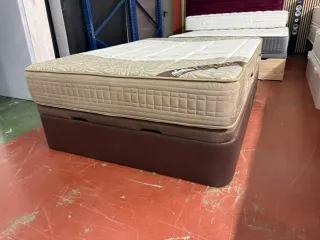 150x200 CANAPE TAPIZADO POLIPIEL WENGUE y COLCHÓN