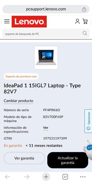 Portátil Lenovo Plata