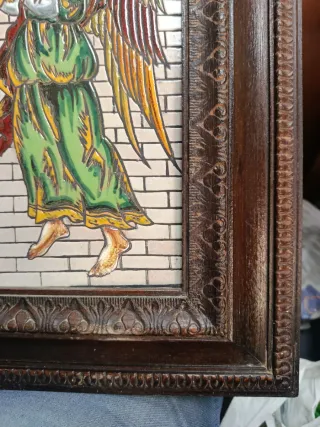 Azulejo ángel músico antiguo