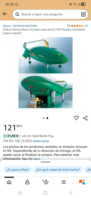 Nave Thunderbird 2 Disney Tokio Coleccionista