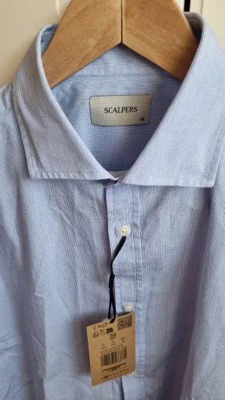 Camisa Scalpers T-39 Slim Fit Azul Rayas