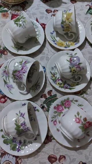 Servizio Tazzine da thè  Porcellana 12 Mesi