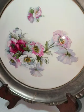 Piatto BMF vintage peltro e ceramica, LEGGI