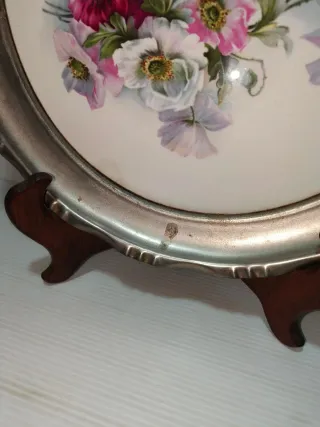 Piatto BMF vintage peltro e ceramica, LEGGI