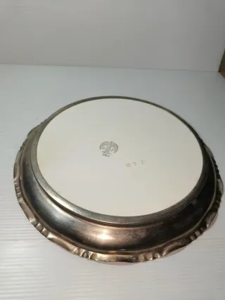 Piatto BMF vintage peltro e ceramica, LEGGI