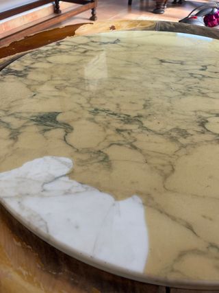 Mesa centro madera y mármol para resturar